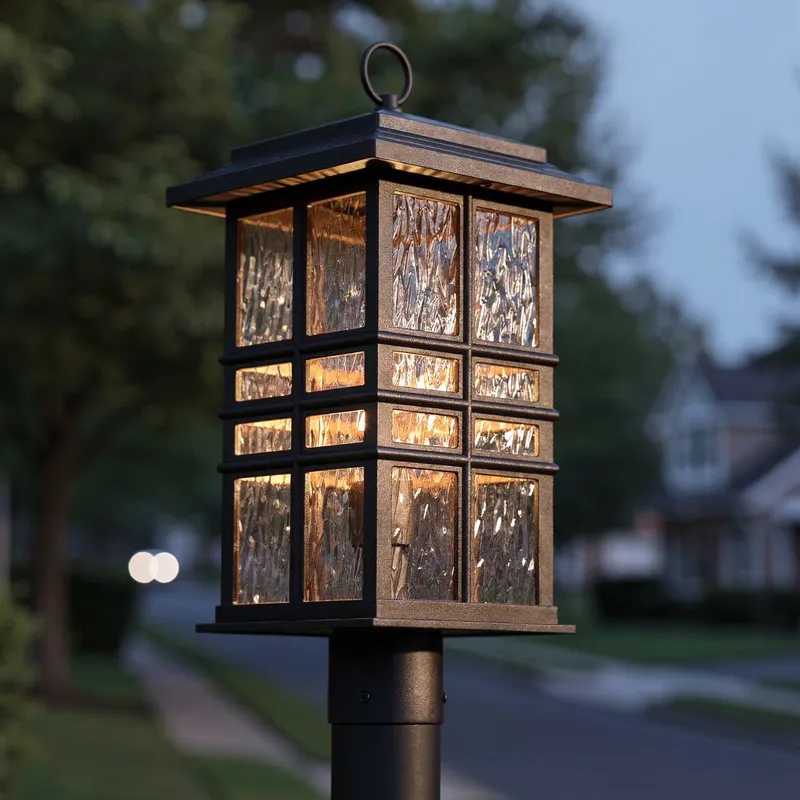 UKC10009 Craftsman Outdoor Post Light, 20.75''H x 9.5''W x 9.5''Dep, Textured Black Finish, Lyndale Collection — Urban Ambiance LED Lighting Controls 150.0W 3000K