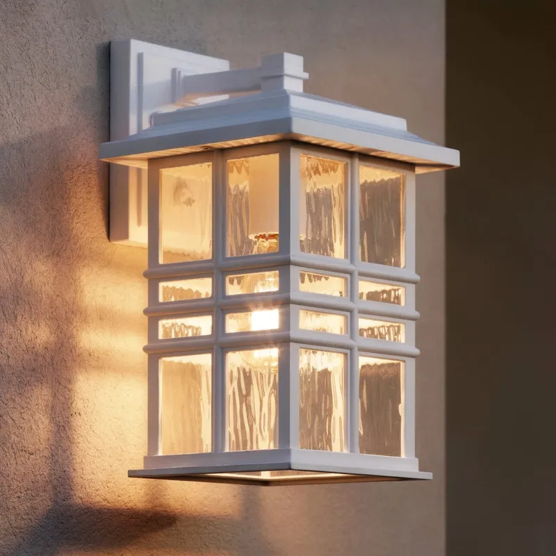 UKC10005 Craftsman Outdoor Wall Sconce, 14.25''H x 8''W x 9''Dep, White Finish, Lyndale Collection — Urban Ambiance LED Wall Lights 100.0W 3000K