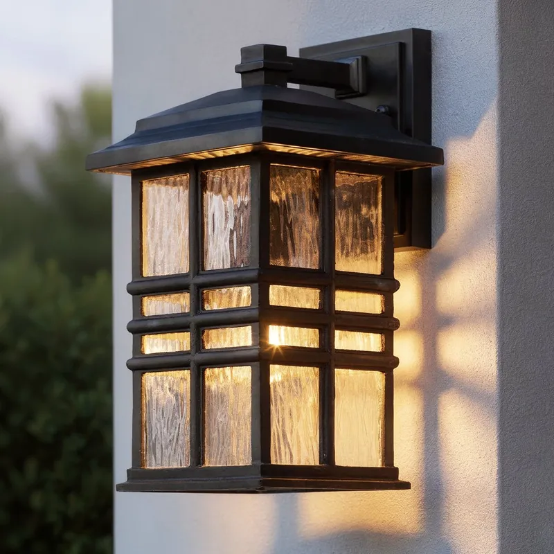 UKC10004 Craftsman Outdoor Wall Sconce, 14.25''H x 8''W x 9''Dep, Olde Bronze Finish, Lyndale Collection — Urban Ambiance LED Wall Lights 100.0W 3000K