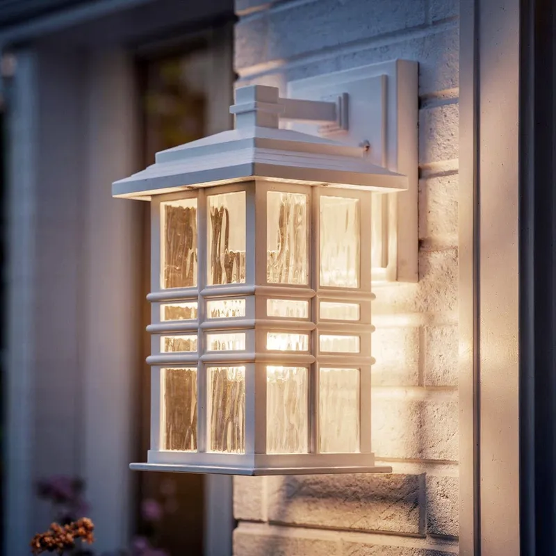 UKC10002 Craftsman Outdoor Wall Sconce, 12''H x 6.5''W x 7.5''Dep, White Finish, Lyndale Collection — Urban Ambiance LED Wall Lights 75.0W 3000K
