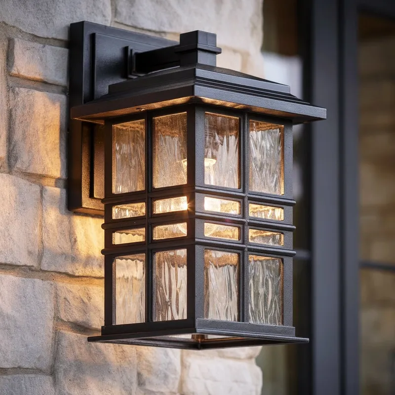 UKC10000 Craftsman Outdoor Wall Sconce, 12''H x 6.5''W x 7.5''Dep, Textured Black Finish, Lyndale Collection — Urban Ambiance LED Wall Lights 75.0W 3000K