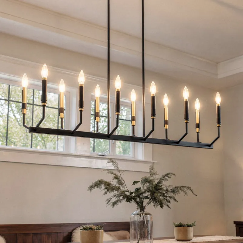 UKC20264 Modern Indoor Chandelier, 20''H x 42.75''W x 9.5''Dep, Black Finish, Brookhaven Collection — Urban Ambiance LED Linear Lights 60.0W 3000K