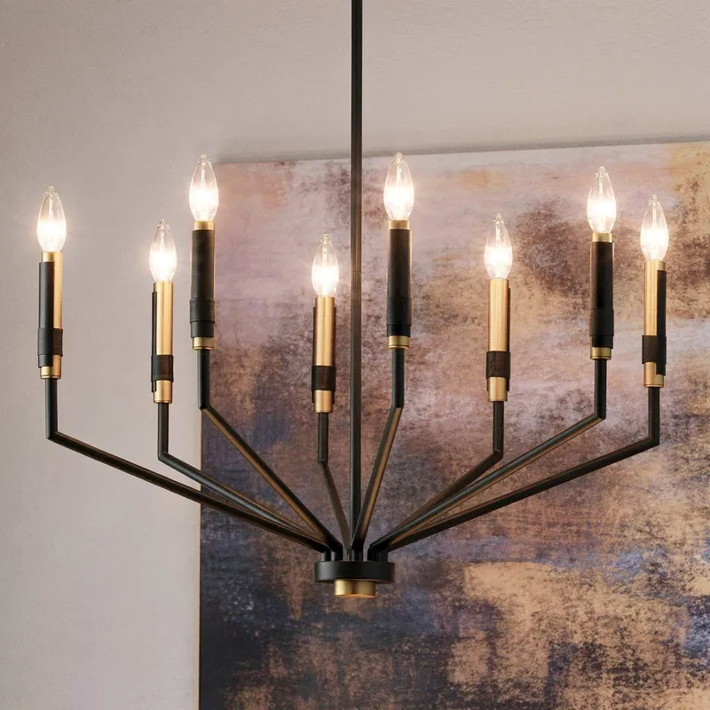 UKC20262 Modern Indoor Chandelier, 20.25''H x 26''W x 26''Dep, Black Finish, Brookhaven Collection — Urban Ambiance LED Landscape Lights 60.0W 3000K