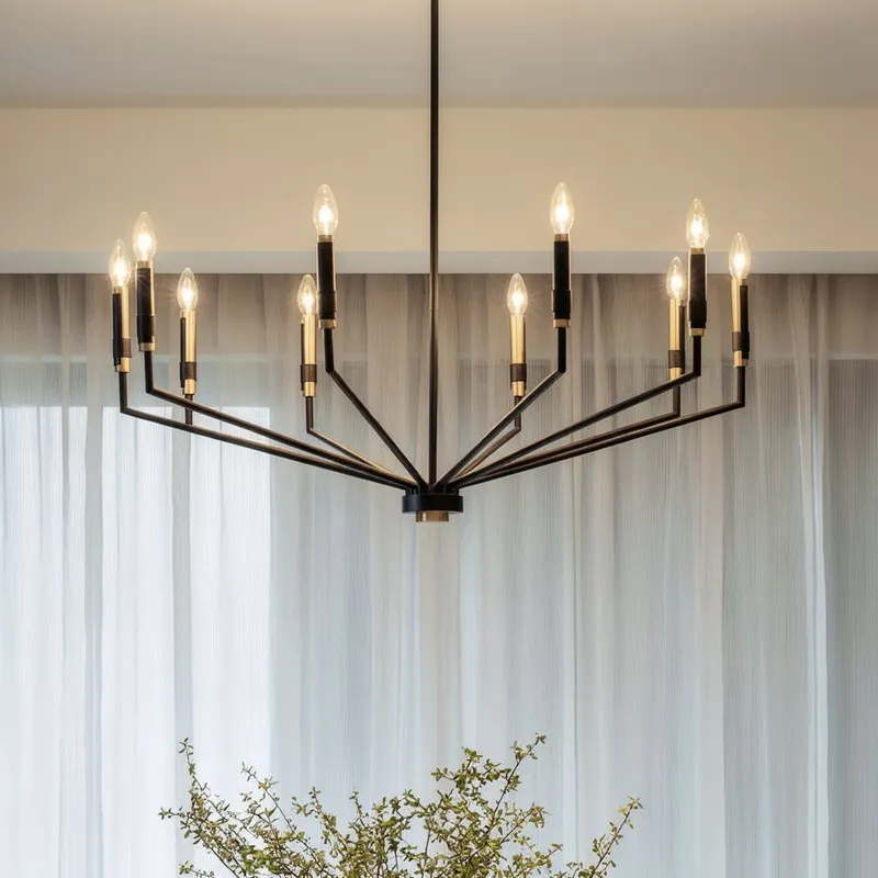 UKC20260 Modern Indoor Chandelier, 20.5''H x 38.25''W x 38.25''Dep, Black Finish, Brookhaven Collection — Urban Ambiance LED Landscape Lights 60.0W 3000K