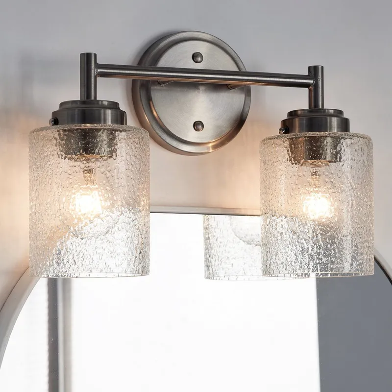 UKC20502 Industrial Indoor Bath Light, 9.25''H x 13''W x 6.5''Dep, Brushed Nickel Finish, Ravencourt Collection — Urban Ambiance LED Linear Lights 75.0W 3000K