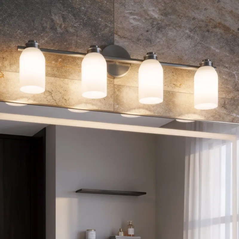 UKC20485 Modern Indoor Bath Light, 9''H x 32''W x 5.5''Dep, Brushed Nickel Finish, Inverly Collection — Urban Ambiance LED Linear Lights 75.0W 3000K