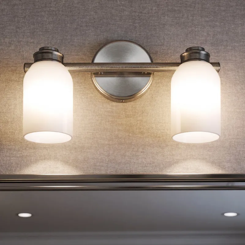 UKC20477 Modern Indoor Bath Light, 9''H x 15''W x 5.5''Dep, Brushed Nickel Finish, Inverly Collection — Urban Ambiance LED Linear Lights 75.0W 3000K