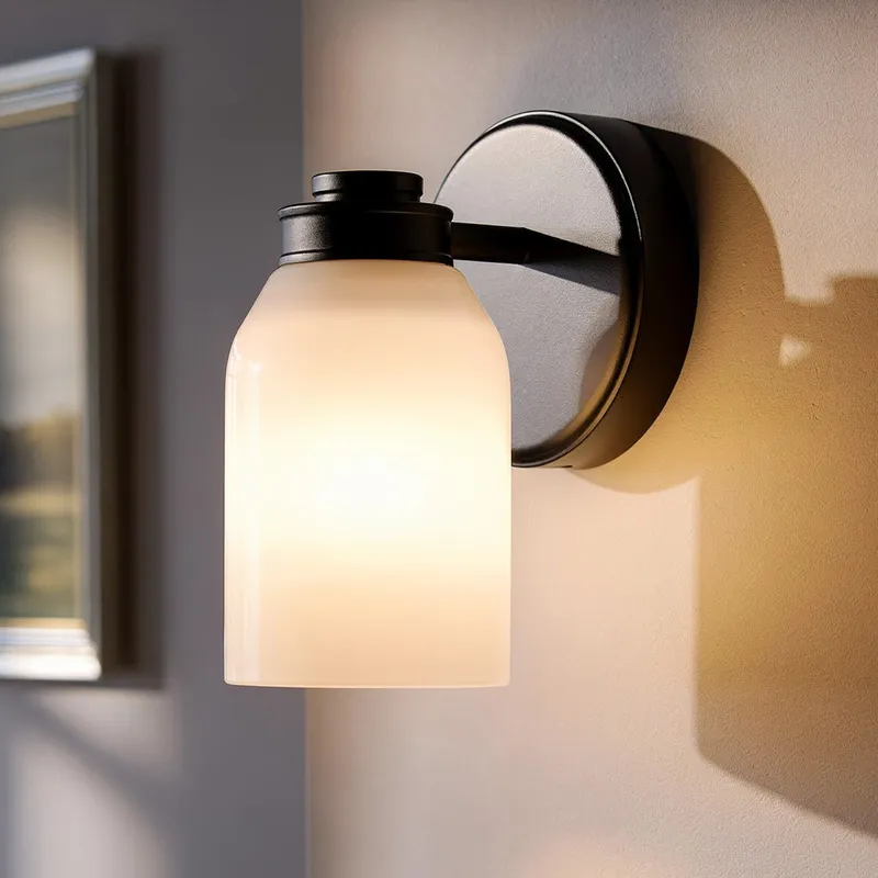 UKC20470 Modern Indoor Wall Sconce, 8.25''H x 5''W x 5.5''Dep, Black Finish, Inverly Collection — Urban Ambiance LED Wall Lights 75.0W 3000K
