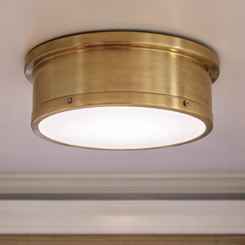 UKC20464 Modern Indoor Ceiling Light, 5.75''H x 18''W x 18''Dep, Brushed Natural Brass Finish, Harrington Collection — Urban Ambiance LED Post Top Lights 60.0W 3000K