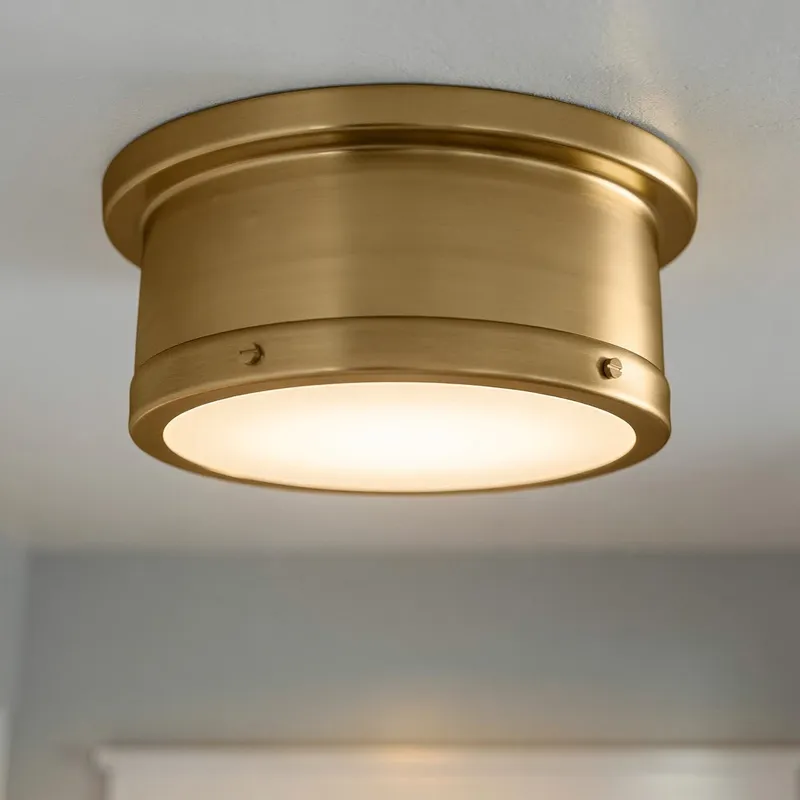 UKC20461 Modern Indoor Ceiling Light, 5.75''H x 14.25''W x 14.25''Dep, Brushed Natural Brass Finish, Harrington Collection — Urban Ambiance LED Post Top Lights 60.0W 3000K