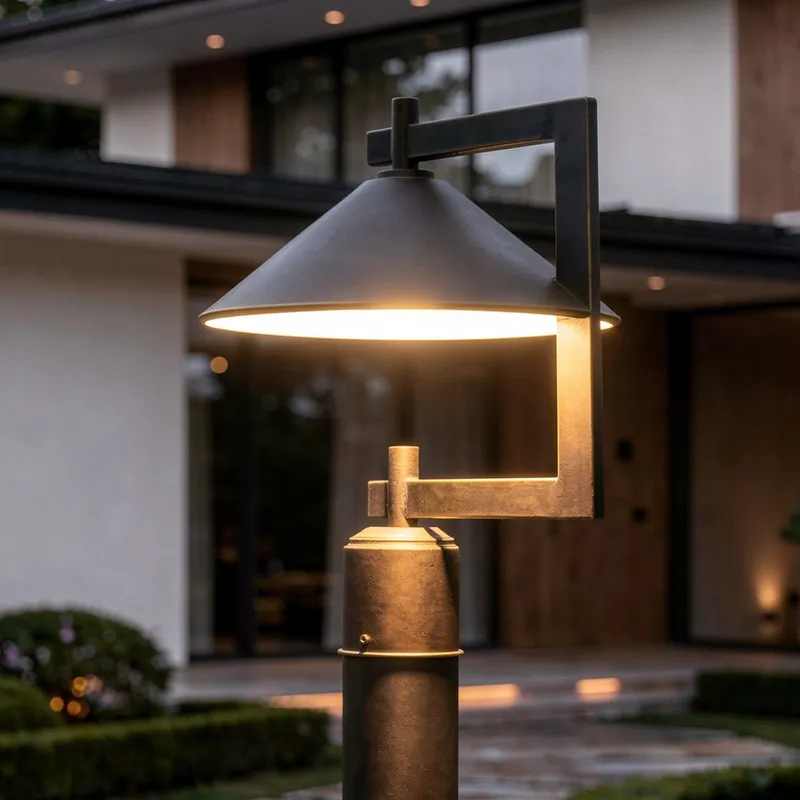 UKC10077 Industrial Outdoor Post Light, 16''H x 12''W x 12''Dep, Olde Bronze Finish, Fairmont Collection — Urban Ambiance LED Lighting Controls 40.0W 3000K