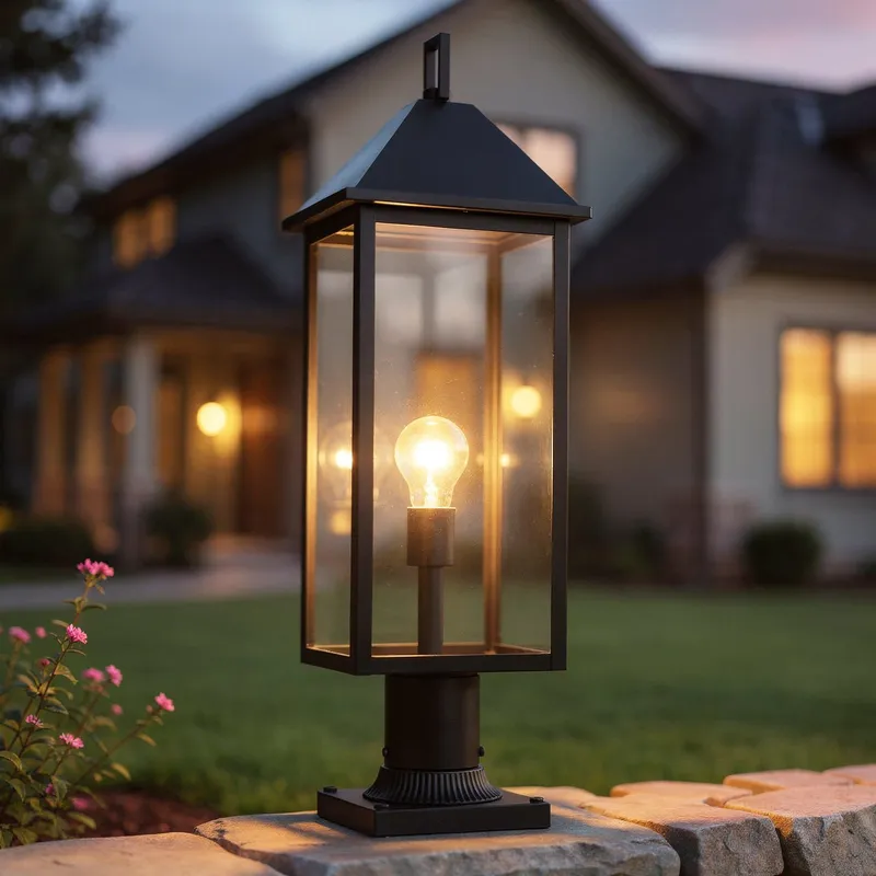 UKC10064 Farmhouse Outdoor Post Light, 25''H x 9''W x 9''Dep, Black Finish, Colwyn Collection — Urban Ambiance LED Lighting Controls 100.0W 3000K