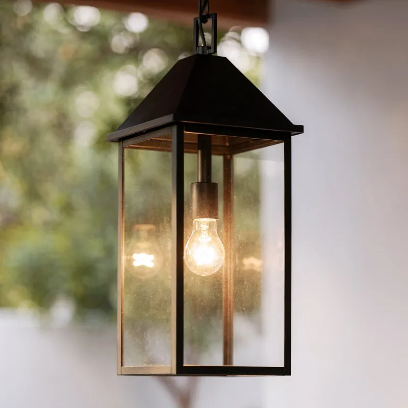 UKC10062 Farmhouse Outdoor Pendant, 22''H x 9''W x 9''Dep, Black Finish, Colwyn Collection — Urban Ambiance LED Landscape Lights 100.0W 3000K