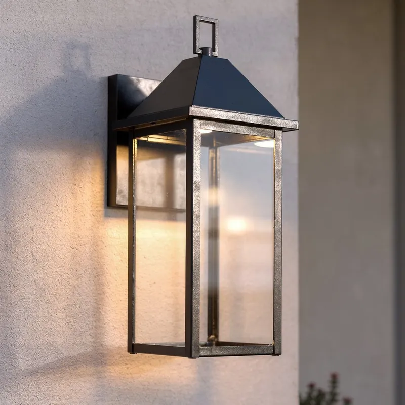 UKC10055 Farmhouse Outdoor Wall Sconce, 16.75''H x 6.75''W x 8.25''Dep, Black Finish, Colwyn Collection — Urban Ambiance LED Wall Lights 50.0W 3000K