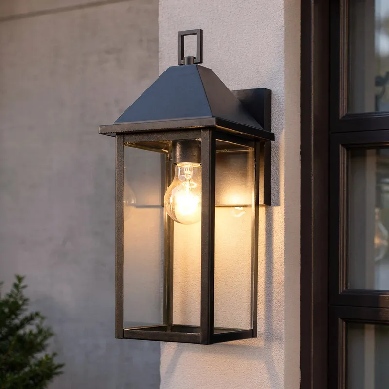 UKC10054 Farmhouse Outdoor Wall Sconce, 16.75''H x 6.75''W x 8.25''Dep, Black Finish, Colwyn Collection — Urban Ambiance LED Wall Lights 100.0W 3000K
