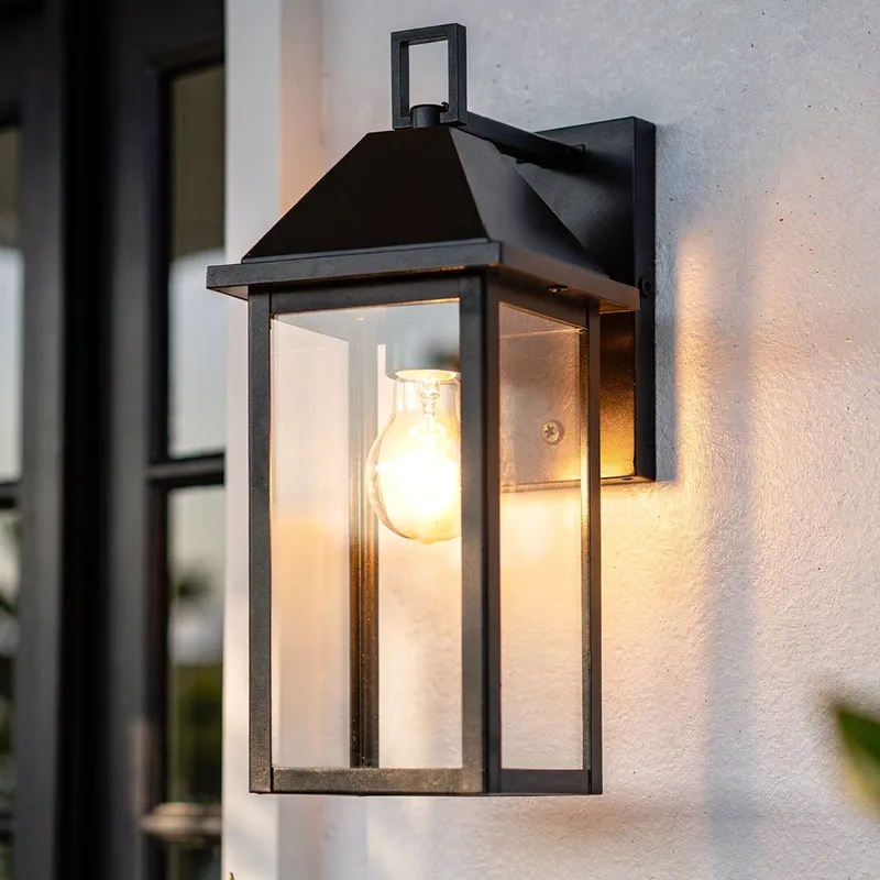 UKC10050 Farmhouse Outdoor Wall Sconce, 14''H x 5.75''W x 7''Dep, Black Finish, Colwyn Collection — Urban Ambiance LED Wall Lights 100.0W 3000K
