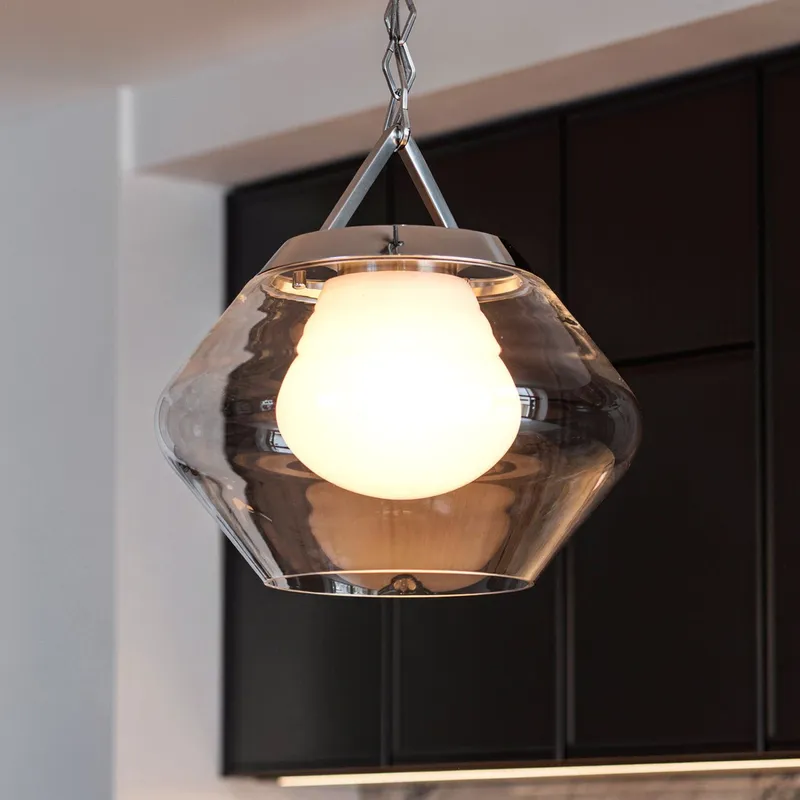 UKC20415 Art Deco Indoor Pendant, 16''H x 16.5''W x 16.5''Dep, Polished Nickel Finish, Hawthorne Collection — Urban Ambiance LED Landscape Lights 75.0W 3000K