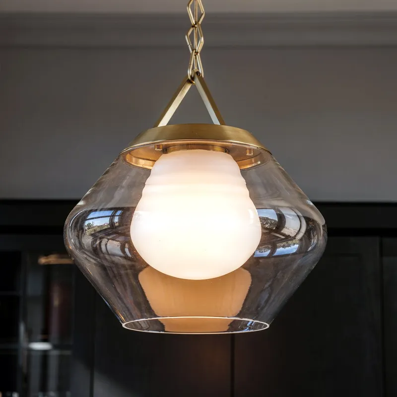 UKC20414 Art Deco Indoor Pendant, 16''H x 16.5''W x 16.5''Dep, Champagne Bronze Finish, Hawthorne Collection — Urban Ambiance LED Landscape Lights 75.0W 3000K