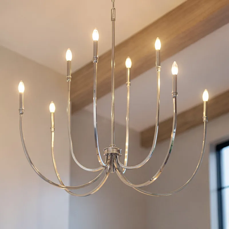 UKC20404 Modern Indoor Chandelier, 43.5''H x 45.25''W x 45.25''Dep, Polished Nickel Finish, Brentwick Collection — Urban Ambiance LED Landscape Lights 60.0W 3000K