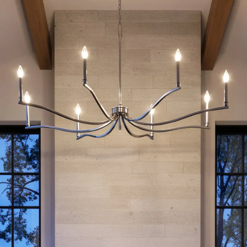 UKC20398 Classic Indoor Chandelier, 25''H x 52''W x 52''Dep, Polished Nickel Finish, Brentwick Collection — Urban Ambiance LED Landscape Lights 60.0W 3000K