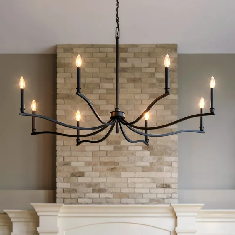 UKC20396 Classic Indoor Chandelier, 25''H x 52''W x 52''Dep, Black Finish, Brentwick Collection — Urban Ambiance LED Landscape Lights 60.0W 3000K