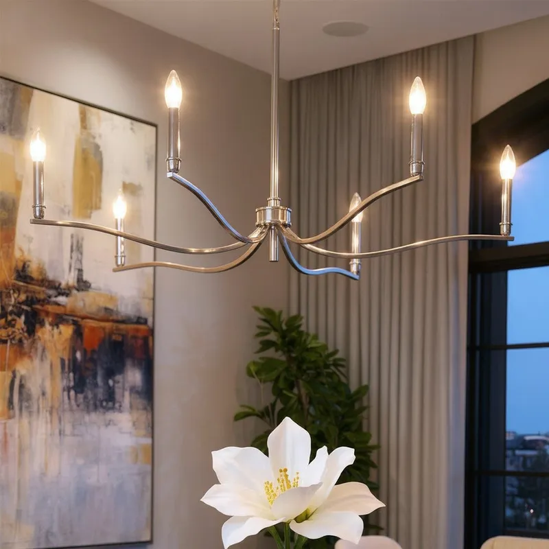 UKC20395 Classic Indoor Chandelier, 22.25''H x 42''W x 42''Dep, Polished Nickel Finish, Brentwick Collection — Urban Ambiance LED Landscape Lights 60.0W 3000K