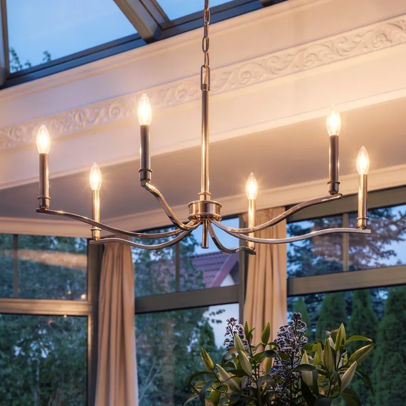 UKC20392 Classic Indoor Chandelier, 17.75''H x 32''W x 32''Dep, Polished Nickel Finish, Brentwick Collection — Urban Ambiance LED Landscape Lights 60.0W 3000K