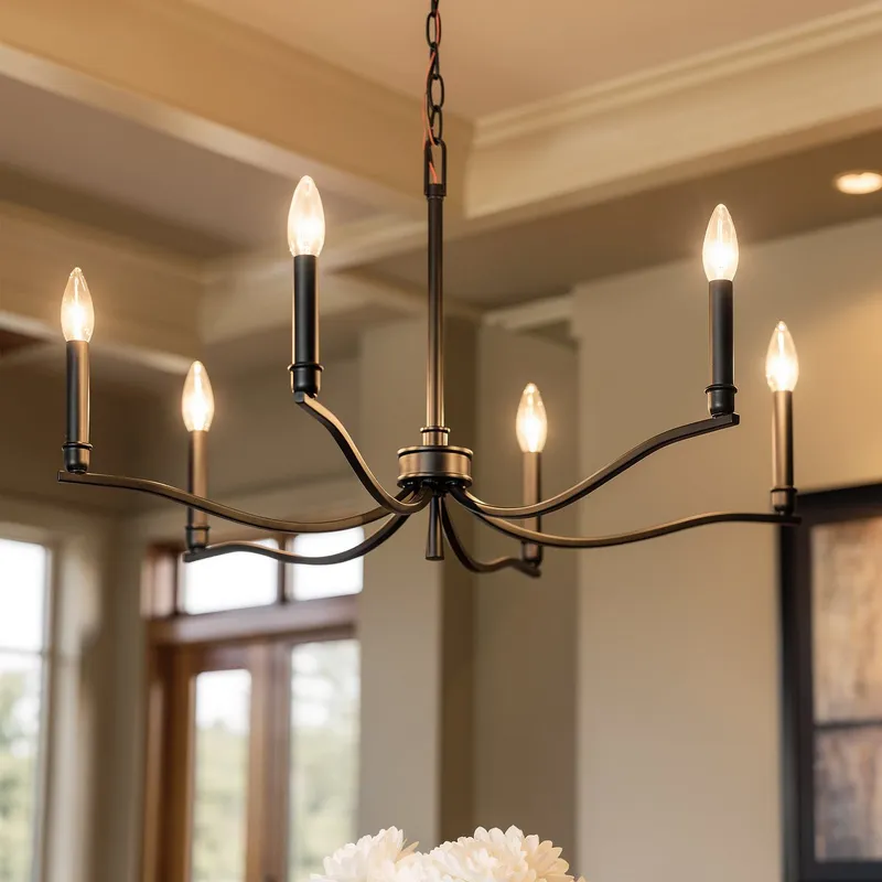 UKC20390 Classic Indoor Chandelier, 17.75''H x 32''W x 32''Dep, Black Finish, Brentwick Collection — Urban Ambiance LED Landscape Lights 60.0W 3000K