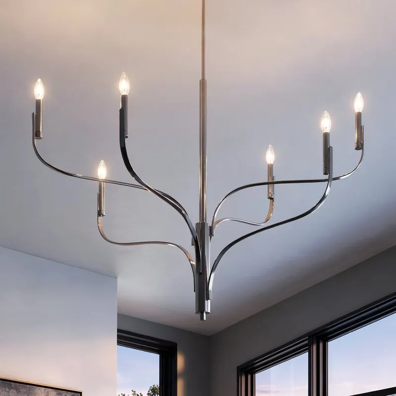UKC20365 Modern Indoor Chandelier, 35.25''H x 47.25''W x 47.25''Dep, Polished Nickel Finish, Westmere Collection — Urban Ambiance LED Landscape Lights 60.0W 3000K