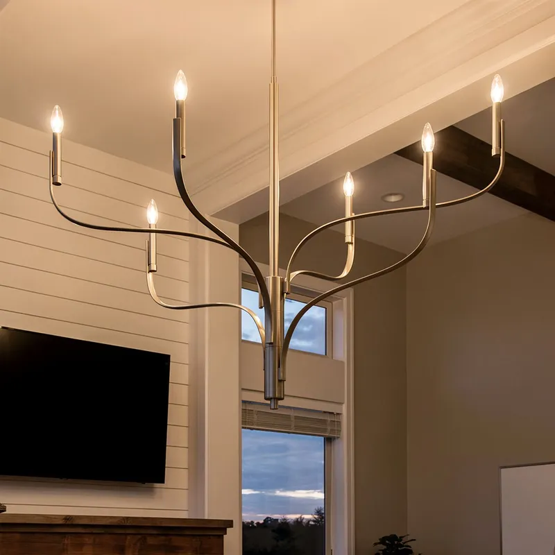UKC20364 Modern Indoor Chandelier, 35.25''H x 47.25''W x 47.25''Dep, Champagne Bronze Finish, Westmere Collection — Urban Ambiance LED Landscape Lights 60.0W 3000K