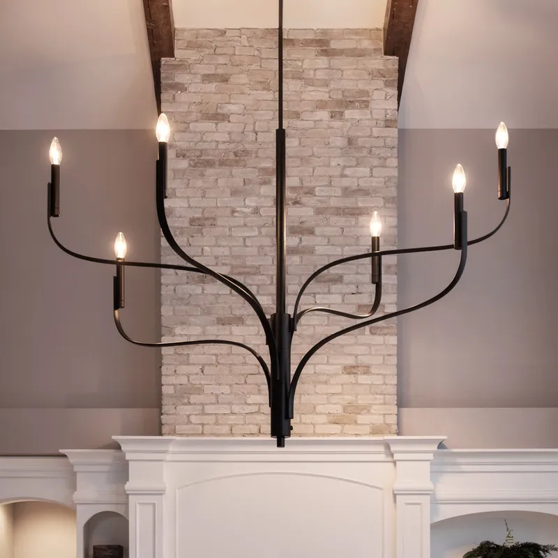 UKC20363 Modern Indoor Chandelier, 35.25''H x 47.25''W x 47.25''Dep, Black Finish, Westmere Collection — Urban Ambiance LED Landscape Lights 60.0W 3000K
