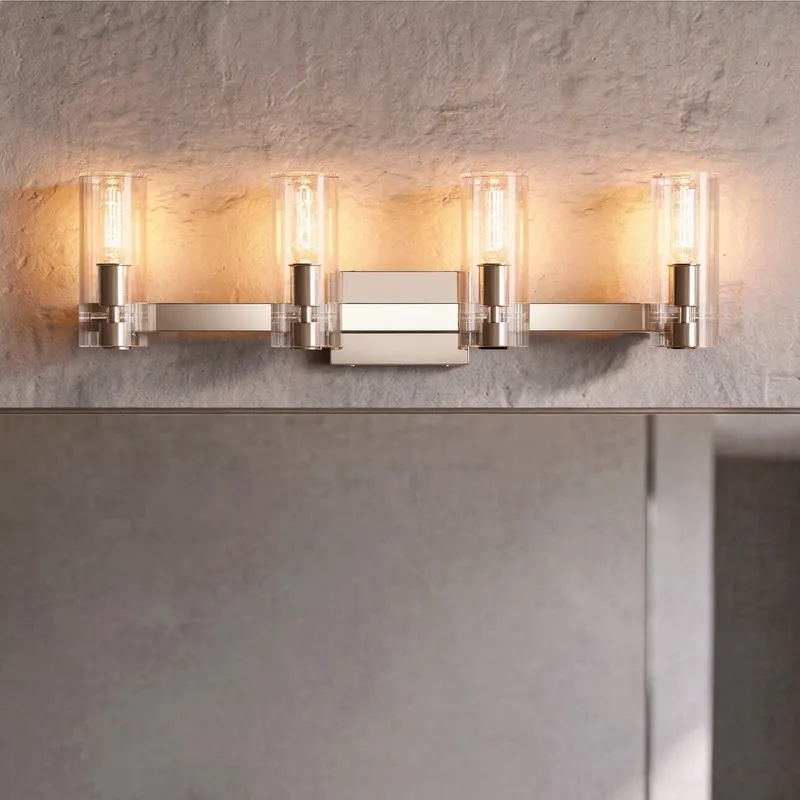 UKC20355 Contemporary Indoor Bath Light, 9.75''H x 32''W x 5''Dep, Polished Nickel Finish, Rivendale Collection — Urban Ambiance LED Linear Lights 60.0W 3000K