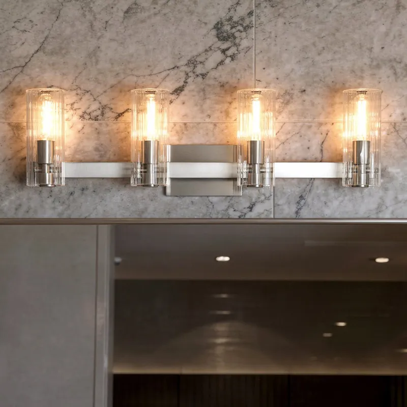 UKC20354 Contemporary Indoor Bath Light, 9.75''H x 32''W x 5''Dep, Brushed Nickel Finish, Rivendale Collection — Urban Ambiance LED Linear Lights 60.0W 3000K