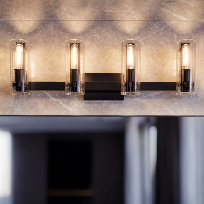 UKC20352 Contemporary Indoor Bath Light, 9.75''H x 32''W x 5''Dep, Black Finish, Rivendale Collection — Urban Ambiance LED Linear Lights 60.0W 3000K