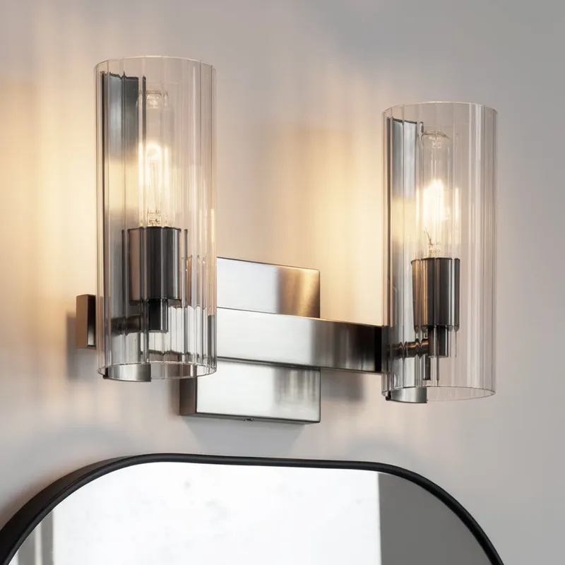 UKC20346 Contemporary Indoor Bath Light, 9.75''H x 13.75''W x 5''Dep, Brushed Nickel Finish, Rivendale Collection — Urban Ambiance LED Linear Lights 60.0W 3000K
