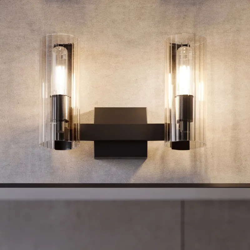 UKC20344 Contemporary Indoor Bath Light, 9.75''H x 13.75''W x 5''Dep, Black Finish, Rivendale Collection — Urban Ambiance LED Linear Lights 60.0W 3000K