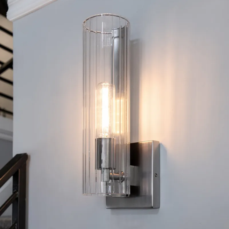 UKC20342 Contemporary Indoor Wall Sconce, 14''H x 4.75''W x 5''Dep, Brushed Nickel Finish, Rivendale Collection — Urban Ambiance LED Wall Lights 60.0W 3000K