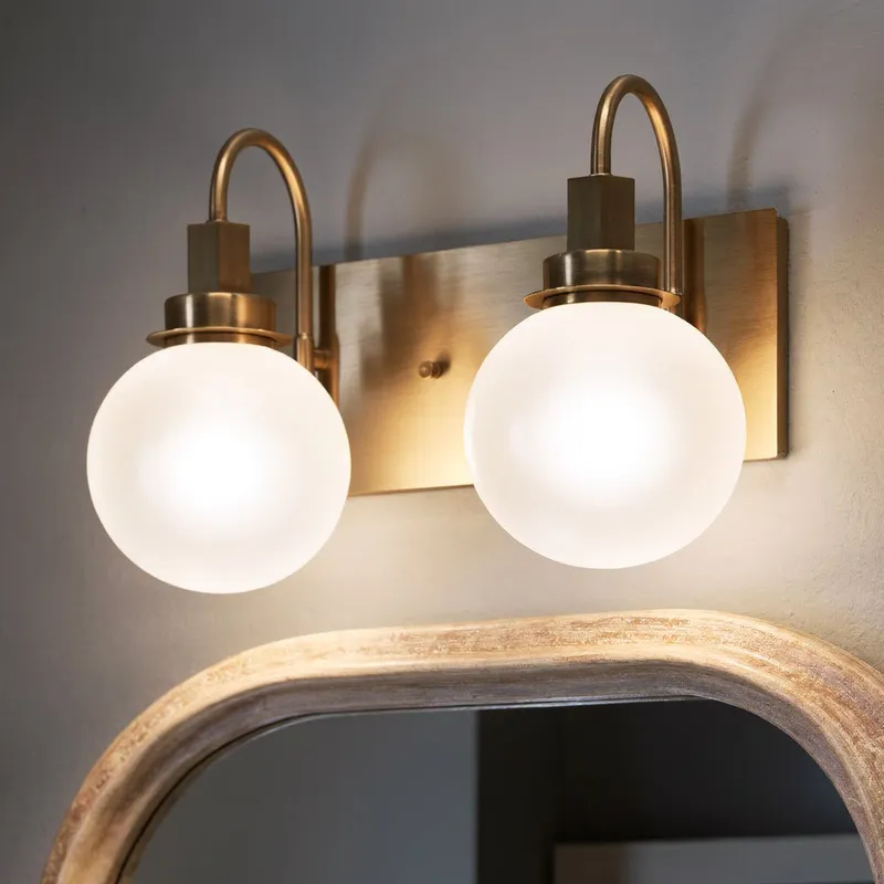 UKC20335 Art Deco Indoor Bath Light, 10.25''H x 14.25''W x 7.5''Dep, Champagne Bronze Finish, Stoneleigh Collection — Urban Ambiance LED Linear Lights 60.0W 3000K