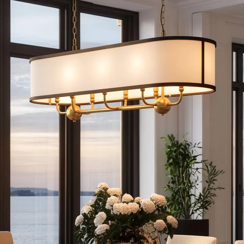 UKC20328 Transitional Indoor Chandelier, 16''H x 42.5''W x 13''Dep, Natural Brass Finish, Evermont Collection — Urban Ambiance LED Landscape Lights 60.0W 3000K