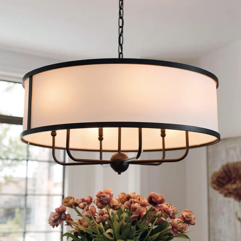 UKC20324 Transitional Indoor Chandelier, 17''H x 30.5''W x 30.5''Dep, Textured Black Finish, Evermont Collection — Urban Ambiance LED Landscape Lights 60.0W 3000K