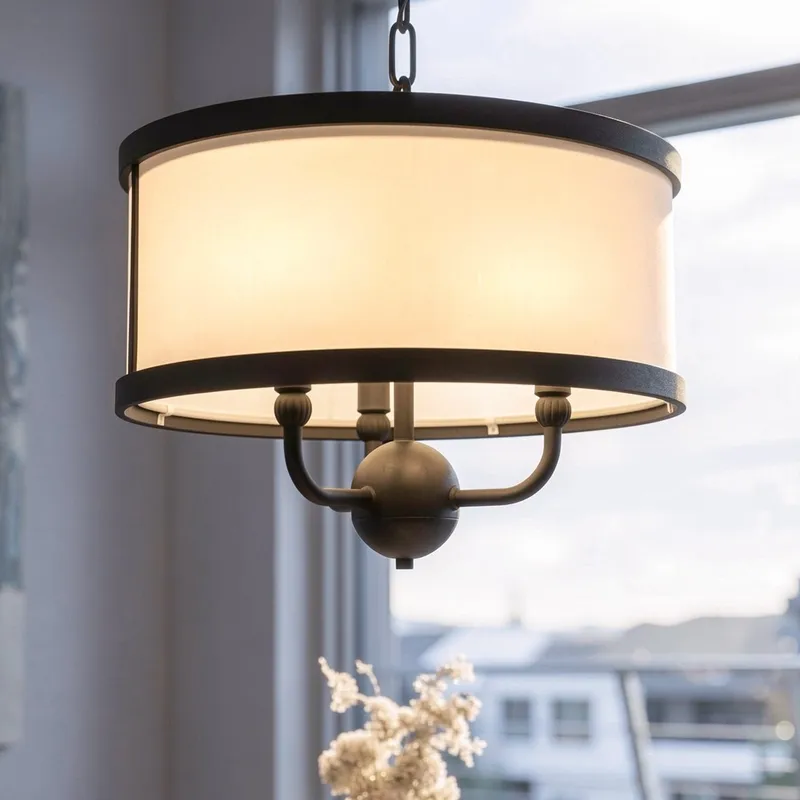 UKC20321 Transitional Indoor Chandelier, 13.25''H x 15.5''W x 15.5''Dep, Textured Black Finish, Evermont Collection — Urban Ambiance LED Landscape Lights 60.0W 3000K