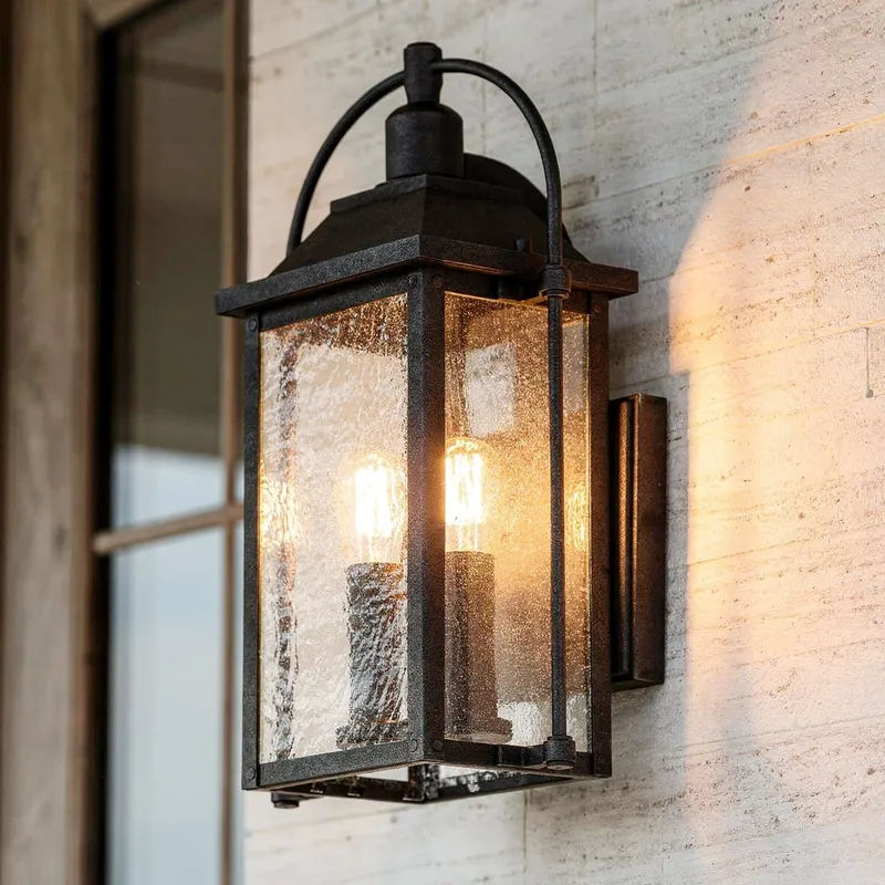 UKC10040 Craftsman Outdoor Wall Sconce, 18.5''H x 8.5''W x 8''Dep, Textured Black Finish, Halbrook Collection — Urban Ambiance LED Linear Lights 60.0W 3000K