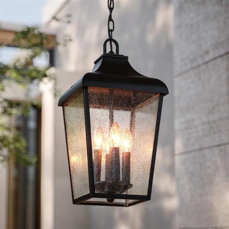 UKC10030 Rustic Outdoor Pendant, 19.75''H x 10''W x 10''Dep, Textured Black Finish, Norwyn Collection — Urban Ambiance LED Landscape Lights 60.0W 3000K