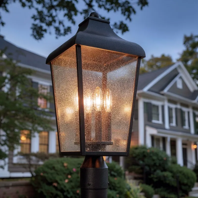 UKC10028 Rustic Outdoor Post Light, 21.75''H x 10''W x 10''Dep, Textured Black Finish, Norwyn Collection — Urban Ambiance LED Lighting Controls 60.0W 3000K