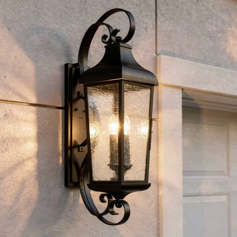 UKC10026 Rustic Outdoor Wall Sconce, 31''H x 12''W x 11.25''Dep, Textured Black Finish, Norwyn Collection — Urban Ambiance LED Linear Lights 60.0W 3000K