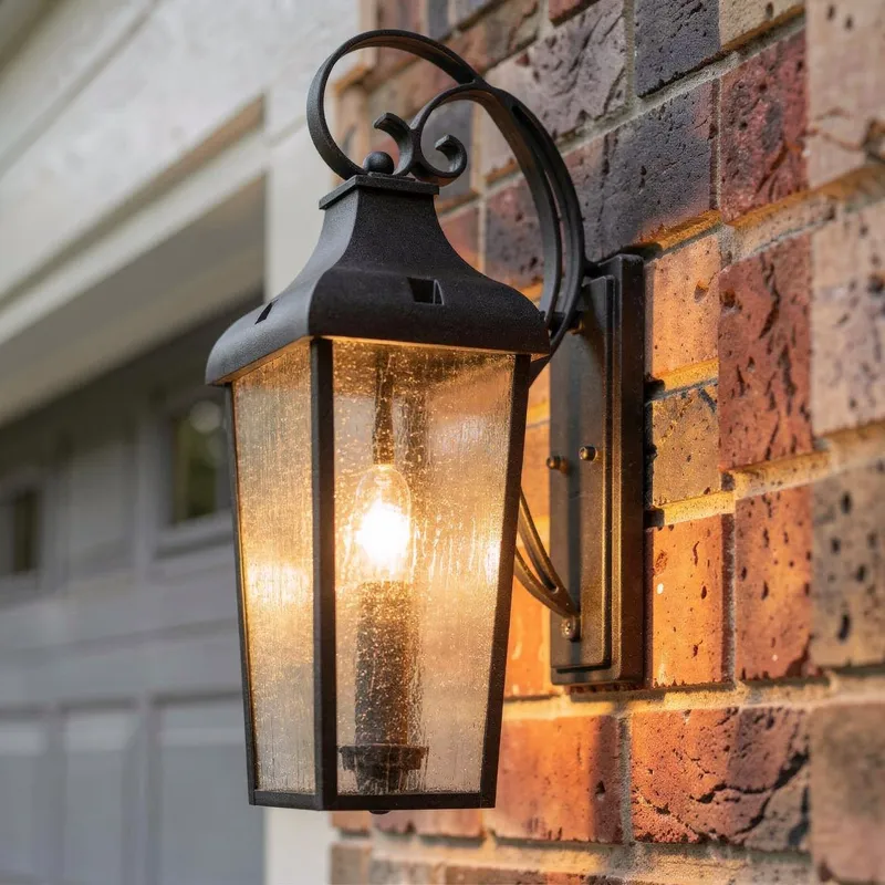 UKC10024 Rustic Outdoor Wall Sconce, 21.5''H x 10''W x 9.5''Dep, Textured Black Finish, Norwyn Collection — Urban Ambiance LED Linear Lights 60.0W 3000K