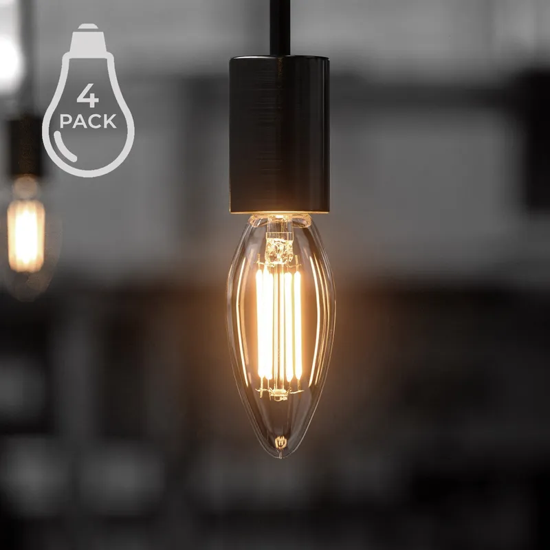 UBB2043 Luxury LED Bulbs, 60W Equivalent, Vintage Edison Style, B11 Shape, E12 Base (candelabra base), 3000K (soft white) - 4 PACK — Urban Ambiance LED Bulbs & Lamps 60.0W 3000K