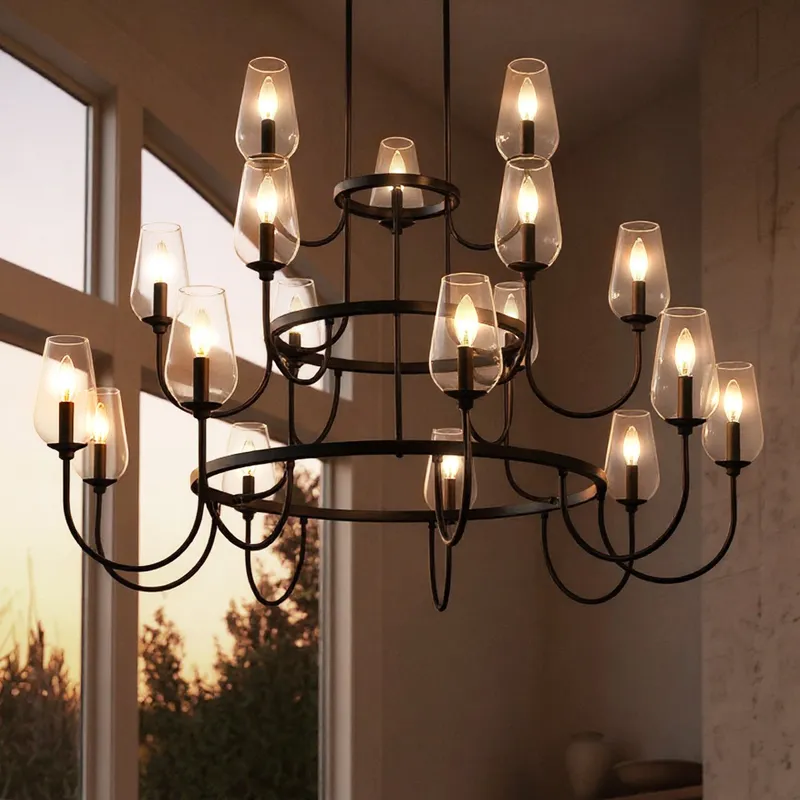 UQL6552 XXL Transitional Indoor Chandelier, 34.75''H x 48.00''W x 48.00''Dep, Matte Black Finish, Linden Collection — Urban Ambiance LED Landscape Lights 60.0W 3000K