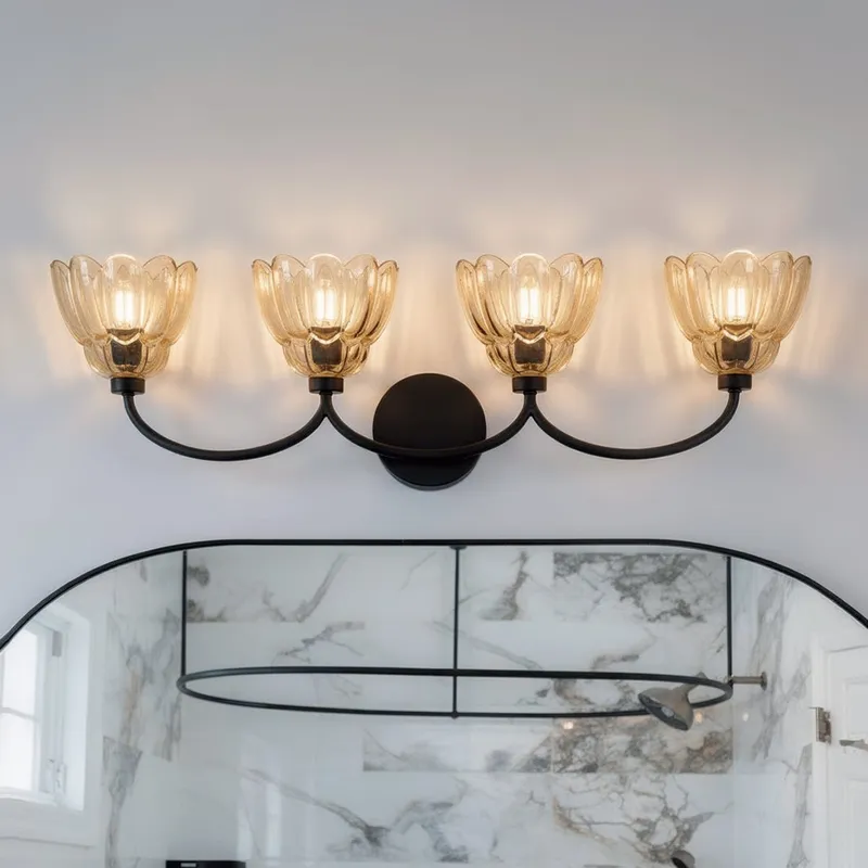 UQL22131 Art Deco Indoor Bath Light, 8.5''H x 31''W x 7.25''Dep, Mottled Cocoa Finish, Larkham Collection — Urban Ambiance LED Smart & Connected Lighting 15.0W 3000K