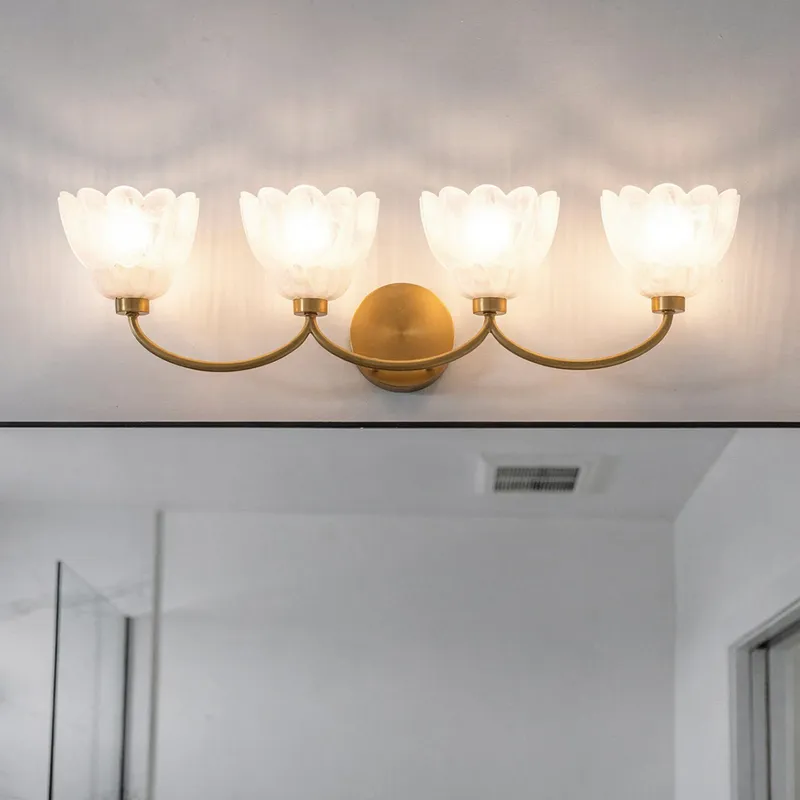 UQL22130 Art Deco Indoor Bath Light, 8.5''H x 31''W x 7.25''Dep, Brushed Gold Finish, Larkham Collection — Urban Ambiance LED Smart & Connected Lighting 15.0W 3000K